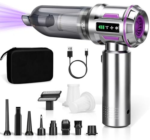 Utoimain Handstaubsauger Akku Kabellos 27000Pa, Mini Autostaubsauger mit 220000rpm Bürstenlosem Motor, Leicht & Tragbar, 3-Stufen Saugkraft für Auto, Sofa, Haustierhaare, Küche & Büro