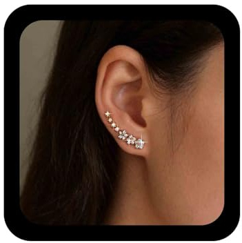 Xmsrn Boucles D 'oreilles Cristal Fleur Vintage Boucles D 'oreilles Fleur Strass Clou Boho Or Cz Cristal Courbes Bijoux Pour Femmes