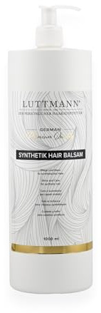 LUTTMANN Bálsamo sintético para el cabello, 1000 ml, acondicionador para pelucas, cuidado y brillo para cabello sintético, calidad premium alemana, fabricado en Alemania