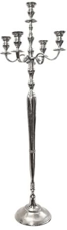 Kerzenständer Kerzenhalter 5-Armig Aluminium Aluminiumguss Silber Raw - Kerzenleuchter Groß - Deko Dekoration Modern Wohnzimmer - Höhe: 40, 60, 80 oder 140 cm (140x46 cm)