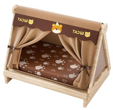 Galatée Katzenzelt, Tragbares Haustier-Tipi Mit Abnehmbarem, Waschbarem Kissen, Waschbares Hundezelt, Haustierbett Für Katzen, Hunde Und Kaninchen(Braun)