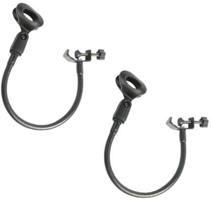 ABOOFAN 2 Stück C-förmige Mikrofonklemmen Universelle Schlauchhalterungen Flexibler Mikrofonständer mit 360° Drehung Abnehmbar Schwarz für Podcasting und Gesang