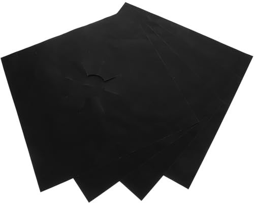 KICHOUSE 4 pièces Protège Plaque Cuisson Gaz Tapis Protection Réutilisables Anti-Huile Anti-Taches Noir pour Gazinière et Facile à Nettoyer