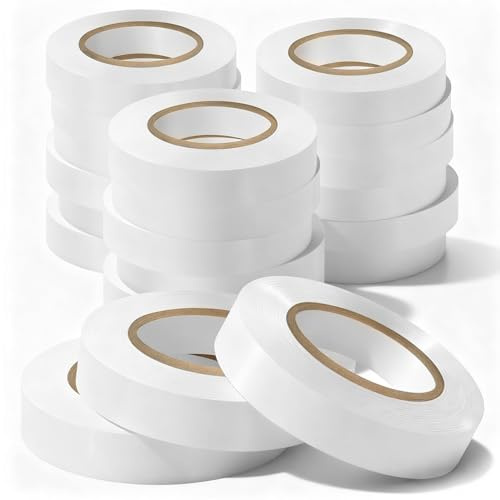 Eliamo 20 Pack White Electrical Tape,High Temp Waterproof Insulating Tape,0.7 inch Wide x 66FT Long, Flame Retardant for Home DIY & Industrial Electrical Repairs