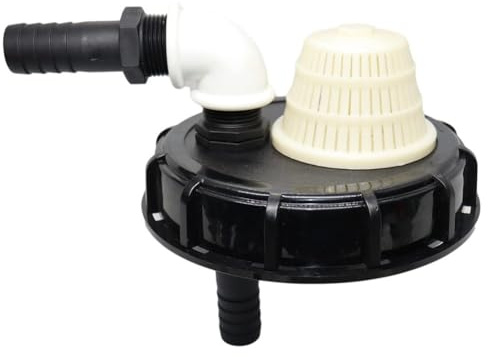 IBC - Tapa de tanque de 163 mm con adaptador de tubo de conexión rápida de 25 mm para almacenamiento de agua y barriles de lluvia, tapa impermeable de plástico PP negro con sellado para anillo y