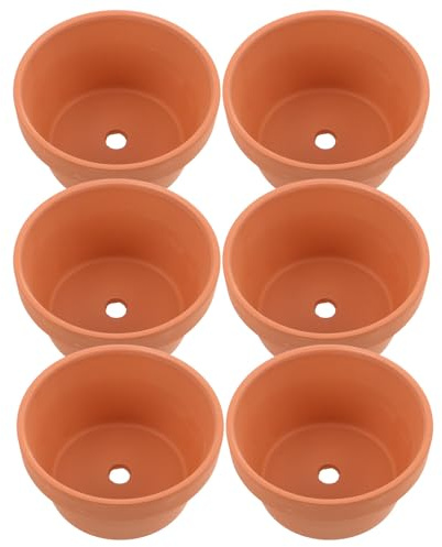 Yardenfun 6 Mini Vasi in Terracotta per Piante Grasse e Cactus Mini Vaso in Ceramica Traspirante da Interno ed Esterno 11X6 CM Contenitore Rustico per Fiori da Tavolo e Bomboniere