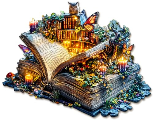 Blumuze Holzpuzzle Erwachsene, Zauberbuch Holz Puzzle, Holzpuzzle Einzigartige Tierform Puzzleteile, Puzzle Holz Erwachsene mit Holzbox 135 Stück(M-29 * 22.7 cm)
