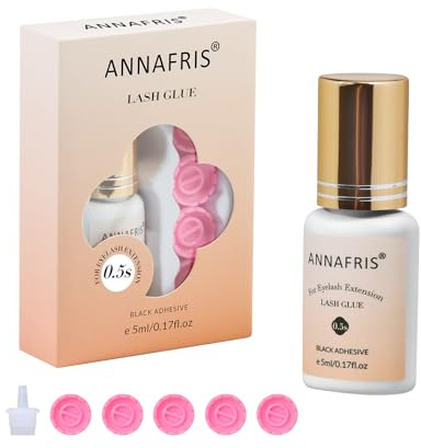 ANNAFRIS Colle à Cils pour Extensions, 0.5-1 Secondes, 45-60,Noir