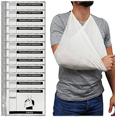 Steroplast Triangular Calico Cotton Shoulder Arm Sling Support Bandage 12 Pack 90cm x 90cm x 127cm