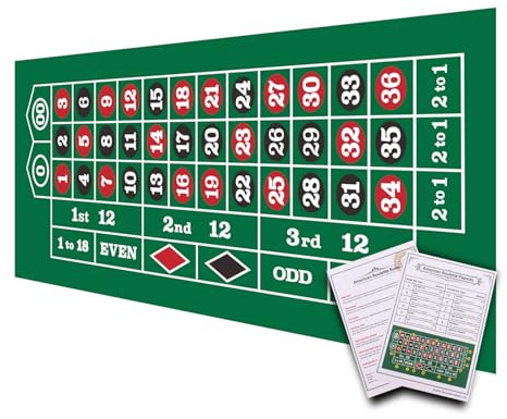 GSE 36x72 Roulette Game Layout Felt Mat with Instructions, Payouts