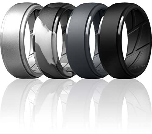 ThunderFit - Silicone Rings for Men 10mm Wide 0.3cm Thick Pack of 1-10 | 2.5mm Thick, Variety Multipack 1-10, Comfortable Fit, Durable & Flexible Silicone, Safe for Gym & Work