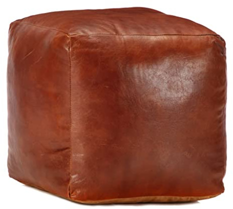 vidaXL Pouf Hellbraun 40 x 40 x 40 cm Echtes Ziegenleder