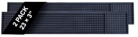 Bar Mats for Countertop by ProTensils - (58.42 cm x 8.26 cm) Bar Rail Mat, Black Rubber Bar Mats for Bartending, Bar Service Drip Mat, Home Bar, Coffee Bar Mat Spill Matt (2 Pack)