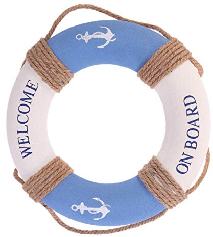 30cm Deko Rettungsring Schaumstoff Vintage Retro Schwimmkreis Welcome on Board Reifen Dekoration Deko zum Aufhängen für Bar Fenster Hintergrund Wanddeko