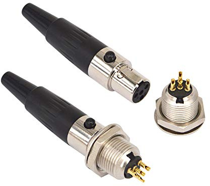 YILIANDUO Connettore audio 4 Pin Mini XLR TA4F femmina + maschio pannello | Connettore mini XLR per montaggio pannello, compatibile microfoni lavalier e microfoni aviazione Pro, 2 pieces