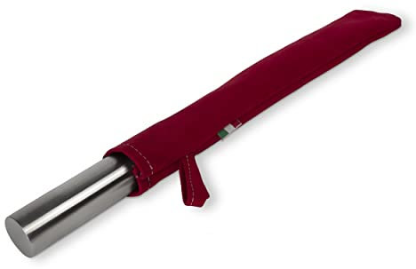 Mattarello in acciaio inox per pasta di zucchero impasti cucina pane pizza dolci torte (Custodia Rossa)