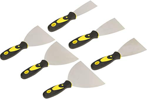 KOTARBAU Set de 6 spatules de Peintre en Acier Inoxydable 40-160 mm Spatule de plâtrier Spatule Universelle Grattoirs pour enlever Couteau à Palette avec Manche en Caoutchouc