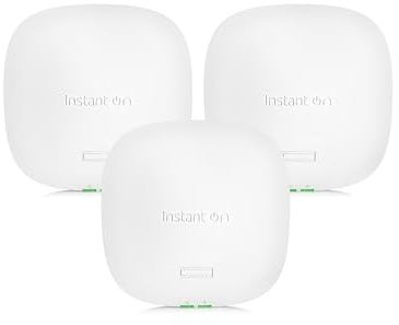 HPE Networking Instant On Access Point AP22 2x2 WiFi 6 Indoor Wireless Access Point (3 Pack) | Long Range, Secure, Smart Mesh Support | Power Source Not Included | US Model (R4W01A-3PACK)