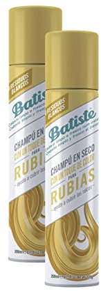 Batiste - Champú en Seco para Rubias - Champú Seco para cabellos claros - Champú sin Sulfatos - Champú Vegano y Ecofriendly - Aroma a bergamota, melocotón blanco y vainilla - Pack 2 x 200ml