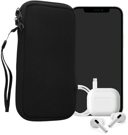 kwmobile Handytasche für Smartphones XL - 6,7/6,8 - Neopren Handy Hülle Schwarz - Handy Tasche 17,2 x 8,4 cm Innenmaße