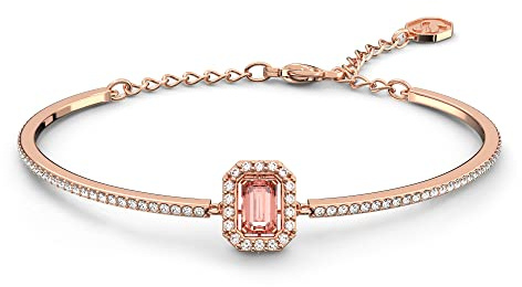 Swarovski Millenia Bracciale Rigido, Placcato in Tonalità Oro Rosa con Brillanti Cristalli Bianchi e Cristallo Rosa Ottagonale, Collezione III, Rosa
