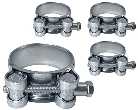 (Paquete de 4 piezas) Tubo 44-47 mm Abrazaderas de Tubo Reforzadas Resistentes, Sujetadores de Abrazadera de Manguera de Tubo de Acero Galvanizado (4 piezas, 44-47 mm)