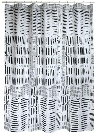Spirella Schimmel Duschvorhang-Anti-Bakteriell, waschbar, wasserdicht, Polyester, „Connection“ 180x200cm Schwarz/Weiß, Brown, 180 x 200 cm