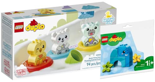 Lego DUPLO Set - Badewannenspaß: Schwimmender Tierzug 10965 + Mein erster Elefant 30333 (Polybag)