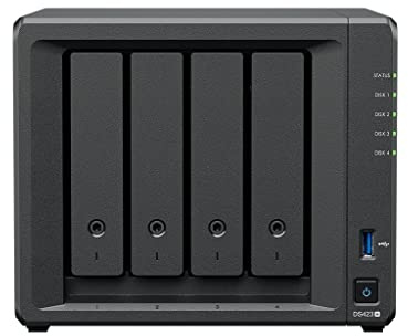 Synology DS423+ 4-Bay Diskstation NAS (Intel Celeron J4125 de 4 núcleos, 2 GB de RAM, 2 puertos RJ-45 1 GbE LAN), paquete de 40 TB con 4 discos duros Seagate IronWolf NAS de 10 TB