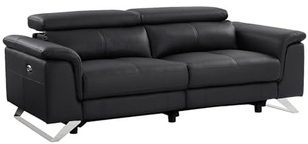 Vente-unique - Relaxsofa 3 Breyt - Leder - schwarz