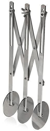 Teigmarker Teigschneider Pizzaschneider Kuchenteiler Schneidrädchen Edelstahl 3 Räder 3 Klingen 25 cm
