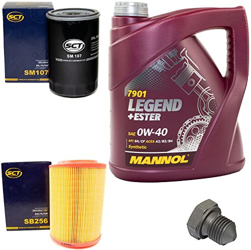 Motoröl Set 5W30 5 Liter + Ölfilter SM107 + Ölablassschraube 03272 + Luftfilter SB256