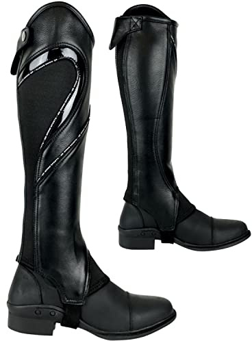 AK Sportliche Reitchaps aus weichem Vollnarbenleder mit enger Passform AKRS-101604 (Schwarz, XL)