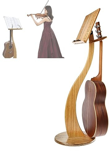 WORDFUN Notenpult Gitarre Geeignet, Notenablage Aus Bambus, Bambus Holz Buchständer, Orchester-Notenpult, Musik Stativ, Tischbuchständer, Orchesternotenpult, Sehr Stabil Und Langlebig