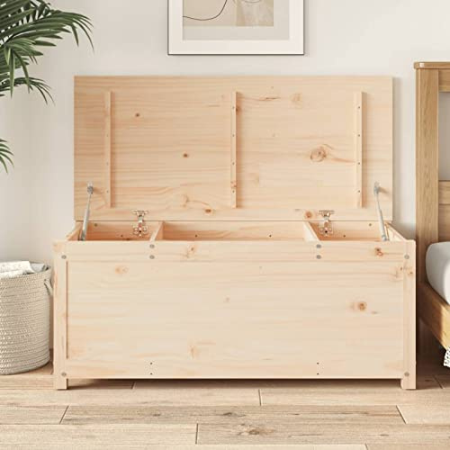 Homgoday Kista med gott om lagringsutrymme förvaringsbord med lock förvaringsbox träkistor för hall vardagsrum sovrum 110 x 50 x 45,5 cm massivt trä furu
