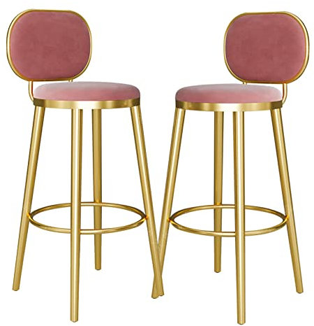 ANram Barhocker 2er-Set mit Metallbeinen, Barstühle mit weichem Samt-Sitzkissen, Küchenstuhl, Barhocker, Thekenstühle für Bar, Küche, Esszimmer