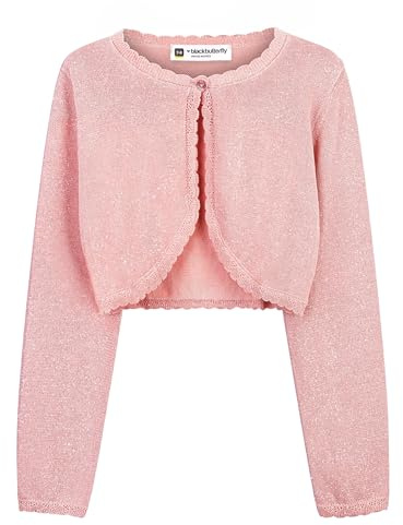 BlackButterfly Girls Sparkle Bolero, Baby Pink, 7-8 Years