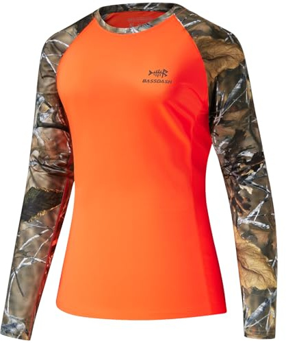 BASSDASH Women’s Camo Hunting Shirt Long Sleeve UPF 50+ Sun Protection Performance Tee Fishing Hiking