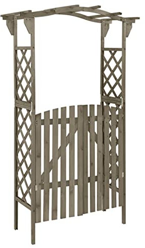 Camerina Pergola mit Tor 116x40x204 cm Grau Massivholz Tanne TerrassenüBerdachung Freistehend -Pergola Grillpavillon Holz