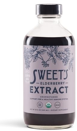 Organic Elderberry Extract | Unsweetened Elderberry Immune Support | Vegan | Keto and Diabetic Friendly | 8 fl oz Bottle | Alcohol-Free | Certified USDA Organic