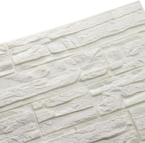 NHSUNRAY Paneles de Pared de Ladrillo 3D, Adhesivos de Espuma de Polietileno, Papel Tapiz Autoadhesivo para Bricolaje para Sala de Estar, Dormitorio, Cocina (24 Piezas, Blanco)
