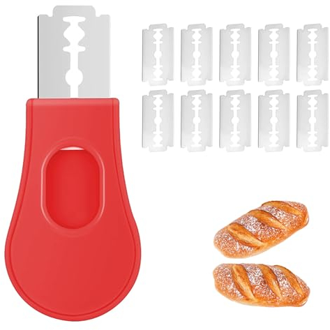 LONGHAO 10+1 pcs Lama Pane Coltello Pane,Taglierina per Pane,Lama Pane,Coltello Da Pane,Coltello Per Impasto,Utensile per Tagliare il Pane,Taglia Pane Lama,Con 10 Lame,Per Pasta Di Pane