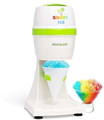 Nostalgia Snow Cone Slushie-Maschine im Retro-Stil, inklusive 1 wiederverwendbaren Kunststoffbecher und Eisformen, Weiß, Grün