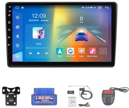 For Volkswagen Passat B5 Car Stereo 2 Din Wireless Carplay Android Auto 9 Full IPS Touchsreen HD Live Rearview/BT 5.0/WIFI/4G SIM/DVR/GPS/SWC/OBD 2/FM AM Radio RDS DAB+DSP(Size:M800S)