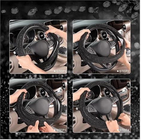 GESMOS Auto Lenkradhülle Lenkrad Protector Für Frauen Mädchen Niedliche Glitzer-Lenkradabdeckung Bling Strass Diamant Auto Lenkschutz Kristall Auto Lenkradabdeckung(Wit)