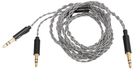 VBESTLIFE Kopfhörer-Upgrade-Kabel, 3,5 Mm auf Dual 3,5 Mm Loses Ersatz-Kopfhörerkabel für T1 II T5, für MDR Z7, für Sundara, für He4xx, für He400se, Silber
