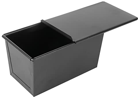 Garneck Black Non-Stick Loaf Pan with Sliding Cover 250g Bread Baking Mold for Home Use Toast Bakeware