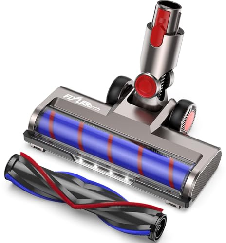 Spazzola Compatibile con Dyson V7 V8 V10 V11 V15 per Aspirapolvere, Spazzola di Ricambio che Ruota di 180° e si Adatta a Un'ampia Gamma di Pavimenti, con 4 Testine LED e 2 Rulli di Ricambio