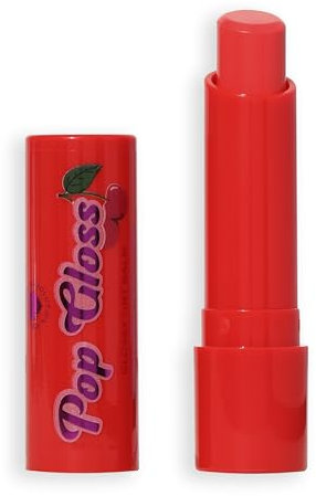 I Heart Revolution Pop Gloss Balm, Hydrating Lip Balm With Glossy Finish & Hint Of Colour, Vegan & Cruelty-Free, Cherry Red