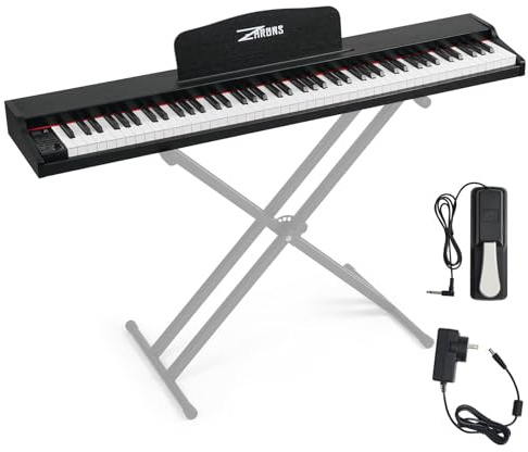 ZHRUNS Digital Piano 88 Key Weighted, Full Size Electric Keyboard Piano for Beginners, Portable Piano Keyboard with Sheet Music Stand, Sustain Pedal, Power Adapter, Black (Keyboard Only)